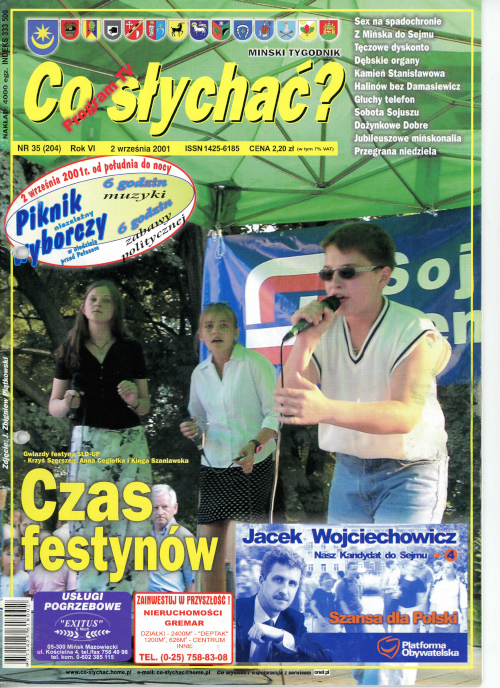 Okładka gazety Co słychać? - nr 35 (204) 2001